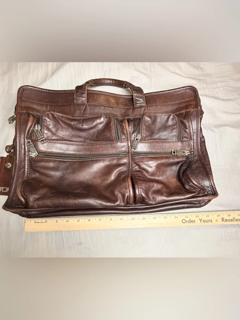 Vintage‎ Tumi Alpha Leather Laptop Briefcase Brown Distressed 17 Inch